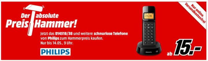 Media Markt Preishammer: top günstige Schnurlos Haustelefone von Philips ab 15€