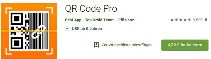 QR Code Pro (Android) gratis statt 4,39€