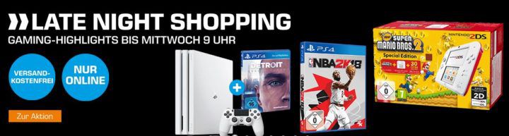 Saturn Late Night mit günstigen Konsolen & Games Zubehör: PS 4 Pro 1TB + Detroit Become Human für 388€ (statt 453€)