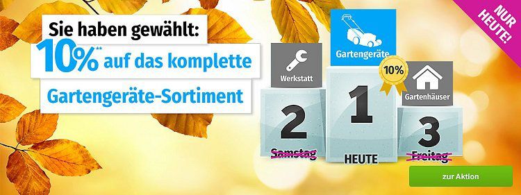 10% Rabatt auf alle Gartengeräte bei GartenXXL bis Mitternacht + VSK frei ab 20€