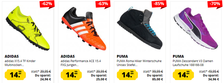 Schuh Wahnsinn: 14,99€ pro Sneaker und Fußballschuh bei SportSpar