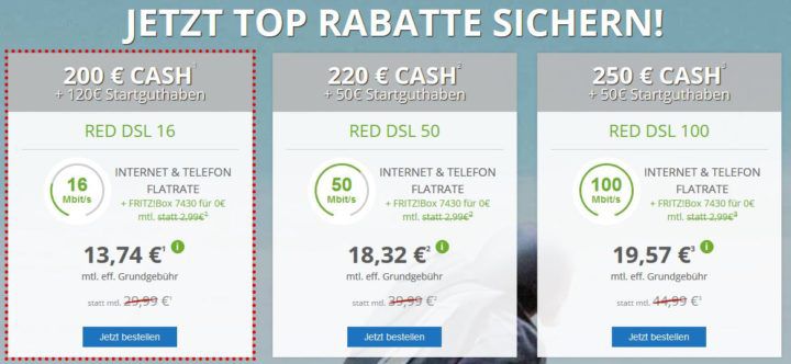 Vodafone Red Festnetz Telefonie + DSL bis 100 Mbit/s + FRITZ!Box ab 13,74€ mtl.