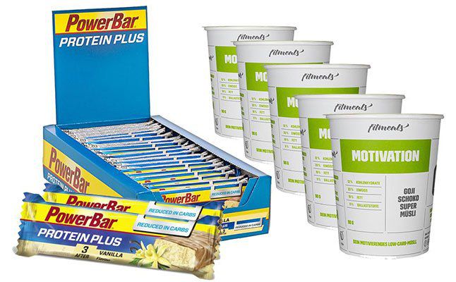 30er Pack Protein Plus Riegel (Vanilla) + Fitmeals Low Carb Protein Müsli (5x90g) für nur 16,69€ (statt 42€)