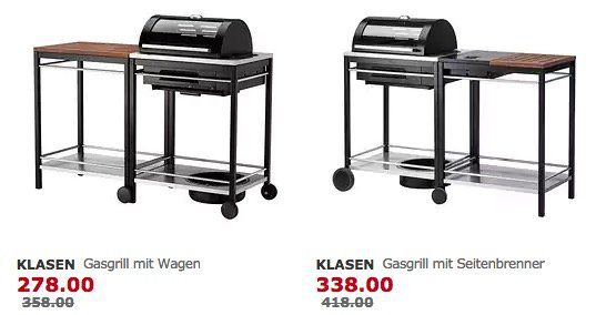 IKEA Grills um bis zu 30% reduziert   z.B. KLASEN Gasgrill ab 199€ (statt 249€)