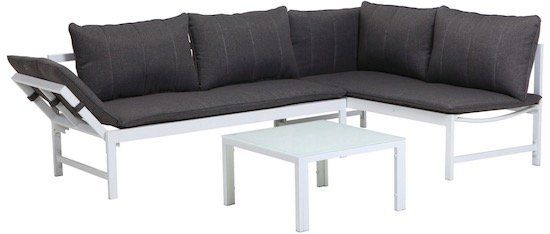 Loungegarnitur aus Aluminium mit Tisch und Kissen für 239€