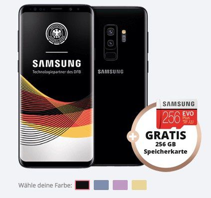 Samsung Galaxy S9+ für 79€ inkl. gratis 256GB Speicherkarte + Vodafone Allnet Flat mit 6GB für 29,99€ mtl.