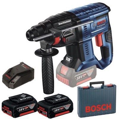 Bosch GBH 18V 20 Akku Bohrhammer + 2 Akkus je 5 Ah + Ladegerät + Koffer nur 246,49€ (statt 280€)