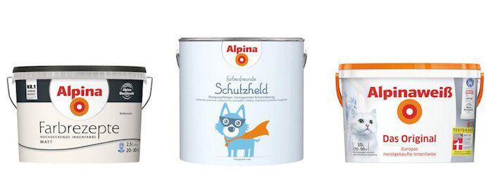 Alpina Wandfarben Sale bei vente privee   z.B. 10 Liter Weiß Matt für 35,90€ (statt 47€)