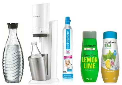 SodaStream Crystal 2.0 Wassersprudler Set mit 2 Glaskaraffen + 2 x Sirup für 99,99€ (statt 128€)