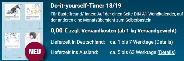 Do it yourself Timer 18/19 (DIN A1) kostenlos anfordern