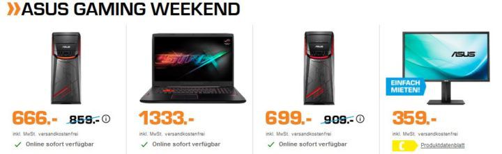 Saturn Weekend Sale: günstige Gaming PCs, Fernseher und elektro Einbau Geräte