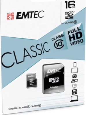 Emtec microSDHC 16GB Class10 Classic Speicherkarte für 6,66€