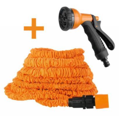 Flexibler Wasserschlauch 7,5m + Multifunktionsbrause + 2 Adapter für 9,99€