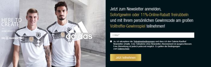 Newsletter Aktion bei Galeria Kaufhof: Viele Fußball Sofortgewinne möglich