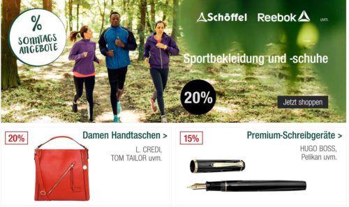 Galeria Kaufhof Sonntagsangebote   z.B. 20% auf Sportbekleidung, Uhren, Le Creuset uvam.