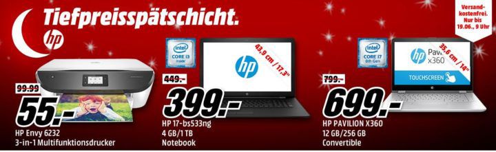 Media Markt HP Tiefpreisspätschicht: günstige PCs & Co. z.B. HP 570 Desktop PC für 399€ (statt 499€)