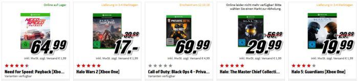 Media Markt XBox Game & Zubehör Sale: z.B. Xbox One S 1TB Bundle mit 3 Games + Creeper Controller für 239€