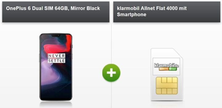 One Plus 6 Smartphone ab 39€ + Telekom AllNet & SMS Flat + 2GB Daten für 24,99€ o. 4GB für 34,99€