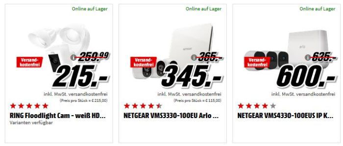 Media Markt Sicherheitskameras Sale: z.B. Ring Video Doorbell 2 und Türgong für 199€