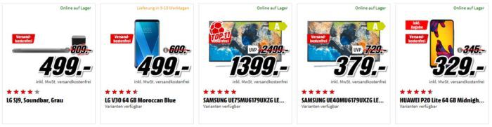 Media Markt Mega Marken Sparen: günstige Artikel von LG, Samsung, Huawei und Grundig