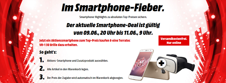 Smartphone Fieber mit gratis VR Brille   z.B. Motorola Z2 Play für 239€ (statt 300€)