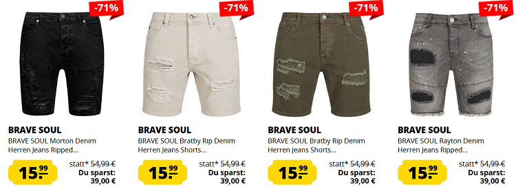 BRAVE SOUL Jeans Sale   verschiedene Modelle für 15,99€ + VSK