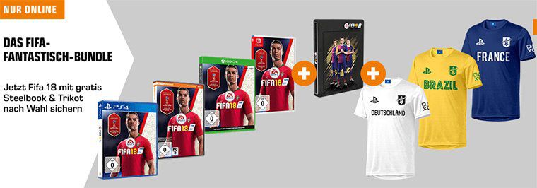 FIFA 18 + 3D Steelbook + PlayStation FC Trikot für 29€ (statt ~50€)