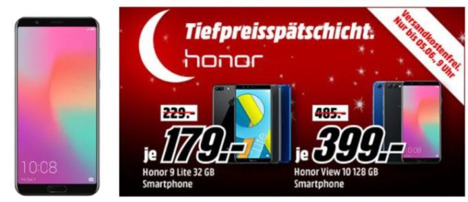Media Markt Honor Tiefpreisspätschicht   HONOR View 10 Dual SIM 128 GB für 399€ (statt 441€)