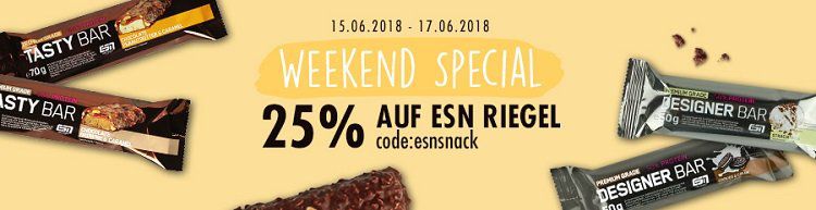 Fitmart: 25% auf ESN Riegel   VSK frei ab 75€