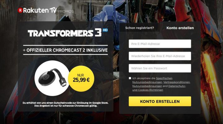 Google Chromecast 2 + Transformers: Die Rache HD Stream für nur 25,99€ (statt 37€)