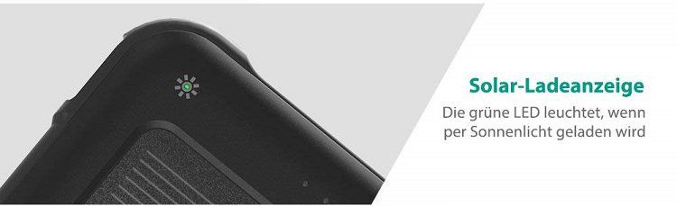 RAVPower Outdoor Powerbank (RP PB082) mit Solarzelle für 22,49€ (statt 30€)