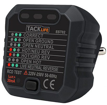 Tacklife   EST02 Steckdosen Tester für 4,99€ (statt 9€)