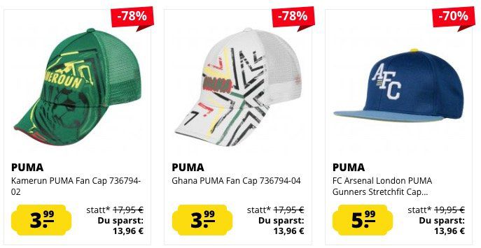 Puma Caps ab 3,99€ zzgl. VSK bei SportSpar