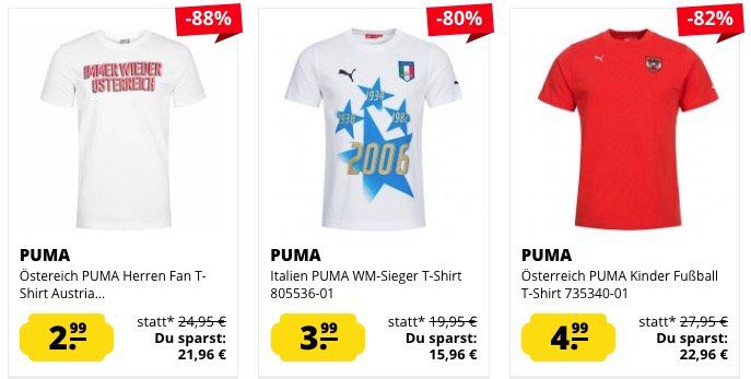 Puma T Shirts ab 2,99€ zzgl. VSK bei SportSpar