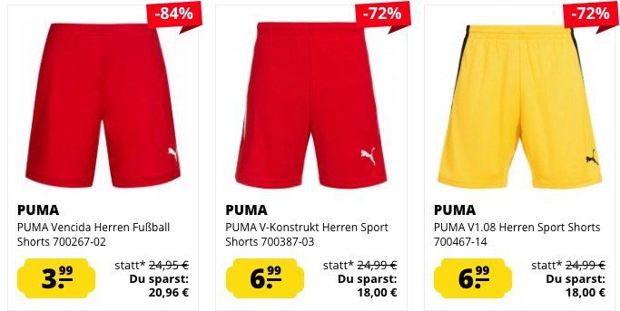 Sommer  und Sport Shorts ab 3,99€ zzgl. VSK bei SportSpar