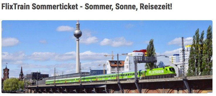 FlixTrain: Fahrt für August buchen + 50% Rabatt auf die nächste Reise im Herbst