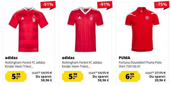 Fußball Trikots ab je nur 5,99€ zzgl. VSK bei SportSpar