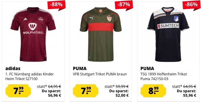 Fußball Trikots ab je nur 5,99€ zzgl. VSK bei SportSpar