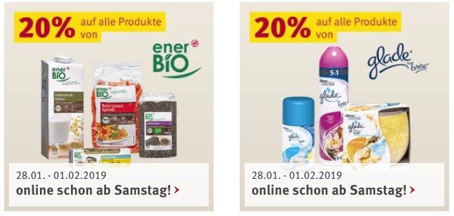 Rossmann: aktuelle Rabatt Aktionen mit u.a. 20% auf Tempo und 20% auf ener Bio Produkte