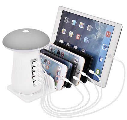 Ladestation mit 5 USB Ports (mit QC 3,0) & LED Licht im Pilz Look für 15,86€ (statt 20€)