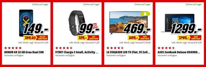 Media Markt FAN OUTLET Special: z.B. FITBIT Charge 2 Activity Tracker für 99€ (statt 120€)