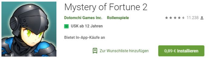 Mystery of Fortune 2 (Android) gratis statt 0,89€