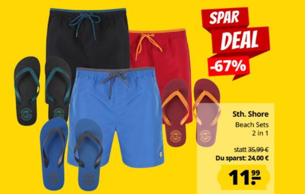 Sth. Shore Pembroke Beach Set Badehose + Zehentrenner für 15,94€