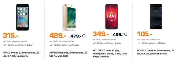 Saturn Late Netzwerk und Smartphone Nacht: z.B. MOTOROLA moto z3 play für 349€ (statt 496€)
