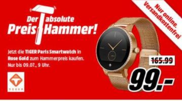 TIGER Paris Smartwatch Edelstahl S XXL Rose Gold für 99€ (statt 169€)