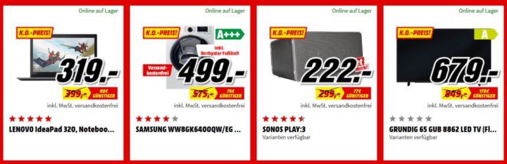 Media Markt FAN OUTLET Special: z.B. SONY KD 65XE7005 65 Zoll UHD TV für 899€ (statt 997€)