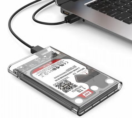 Transparentes Festplattengehäuse für 2,5 Festplatten (USB 3.0) für 3,74€
