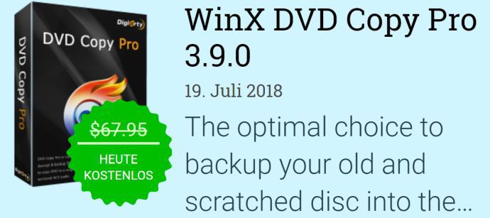 WinX DVD Copy Pro 3.9 (Lifetime Lizenz, Windows) kostenlos