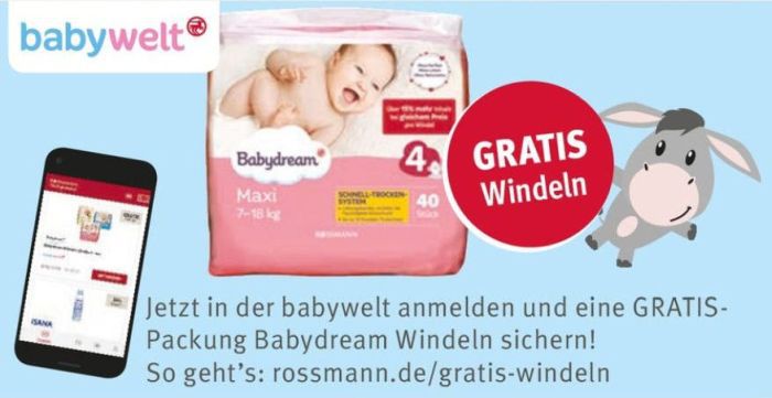 Kostenlose Windeln für Rossmann Babywelt Anmeldung