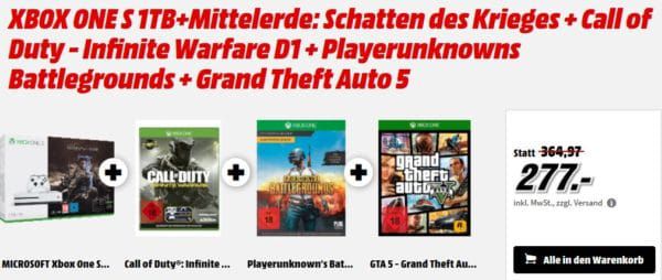 XBOX ONE S 1TB + 4 Top Games für  277€ uvm. im Media Markt Dienstag Sale